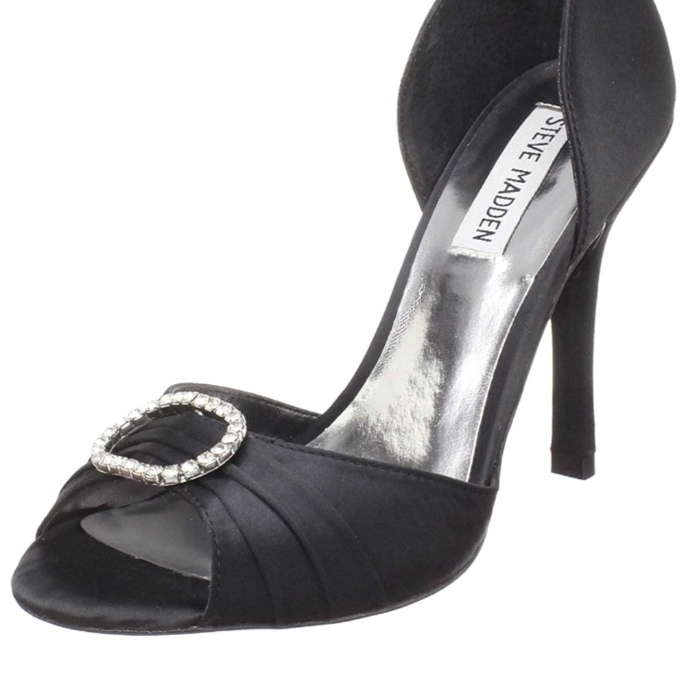 STEVE MADDEN BLACK SATIN PUMPS Sz 6